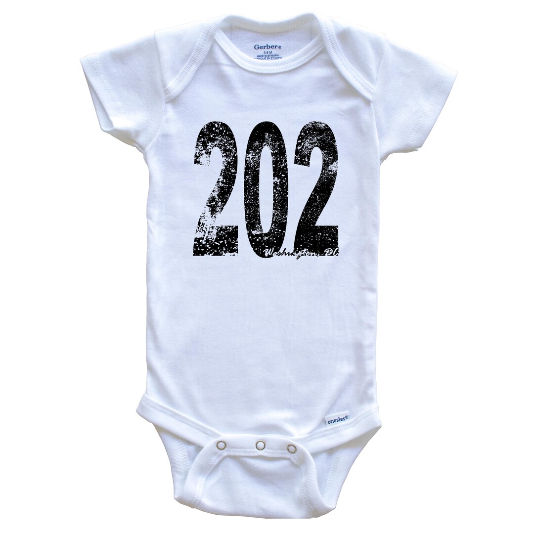 202 Washington DC Area Code One Piece Baby Bodysuit One